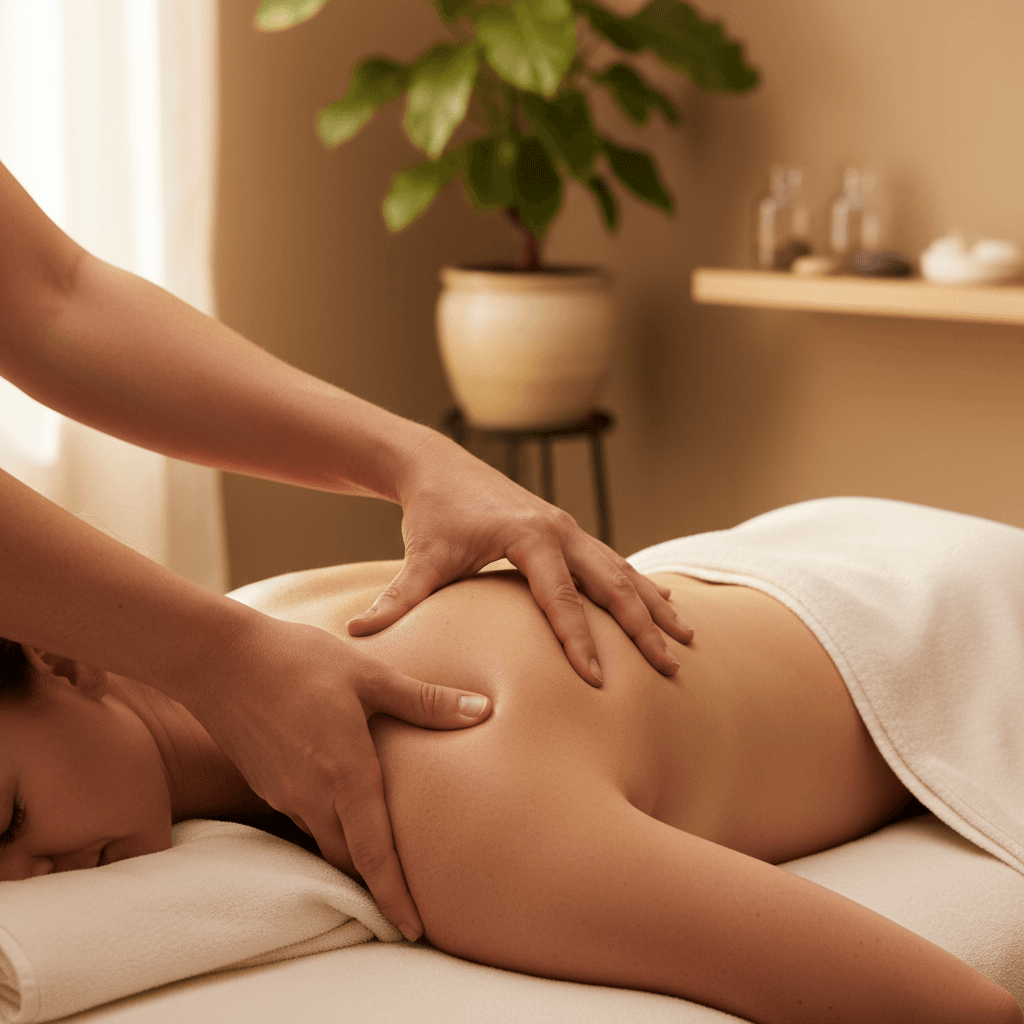 Massage therapist providing a personalized treatment in a professional clinic